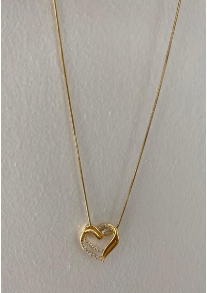 Içiçe Kalpli Zirkon Taşlı Altın Renkli Çelik Kolye fiyatları