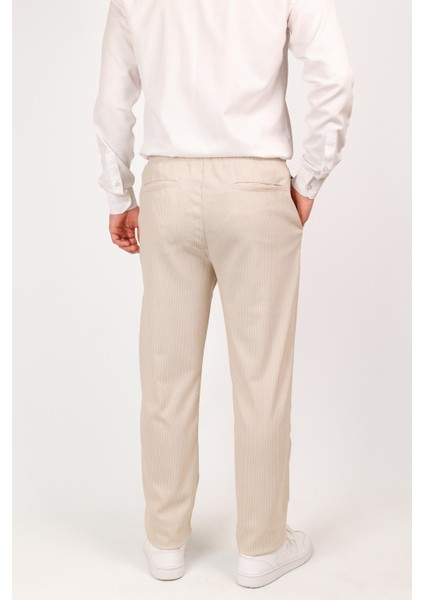 Erkek Regular Fit Normal Kesim Chino Jogger Lastikli Düz Paça Pantolon