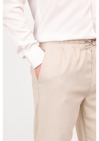Erkek Regular Fit Normal Kesim Chino Jogger Lastikli Düz Paça Pantolon