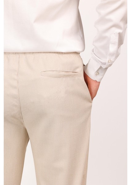 Erkek Regular Fit Normal Kesim Chino Jogger Lastikli Düz Paça Pantolon