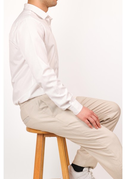 Erkek Regular Fit Normal Kesim Chino Jogger Lastikli Düz Paça Pantolon