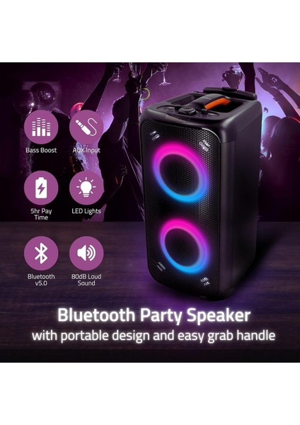 Nedıs Party Speaker - 240W Taşınabilir Rgb Bluetooth® Hoparlör SPPT2480BK