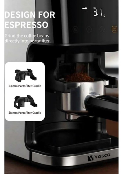 Dijital Espresso Kahve Değirmeni ve Öğütücü 58MM- 53MM Kaşıklara Uygun 31 Adet Öğütme Derecesi fiyatları