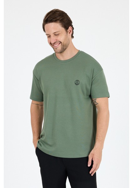 Oversize Bisiklet Yaka Kısa Kollu Erkek T-Shirt Salaş Rahat Kalıp, Yazlık Erkek Basic Tişört 7840