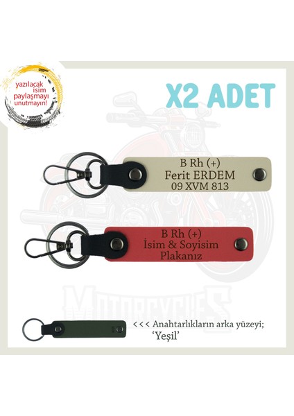 Hız Severlere Özel Isim Plaka, B Rh (+) Kan Grubu Yazılı Deri X2 Anahtarlık, Nar Çiçeği-S Kahve-Ysl
