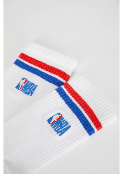 Erkek NBA Wordmark Rahat Lastikli 2'li Pamuklu Uzun Çorap B1136AXNS fırsatları