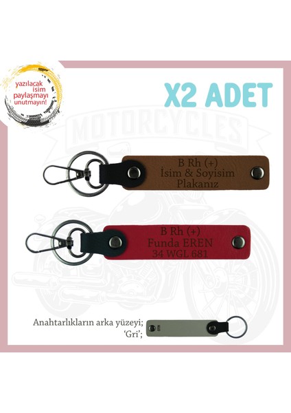 Yol Arkadaşlarına, Isim Plaka ve B Rh (+) Kan Grubu Yazılı Acil Durum Anahtarlığı, Kahve-Kırmzı-Gr