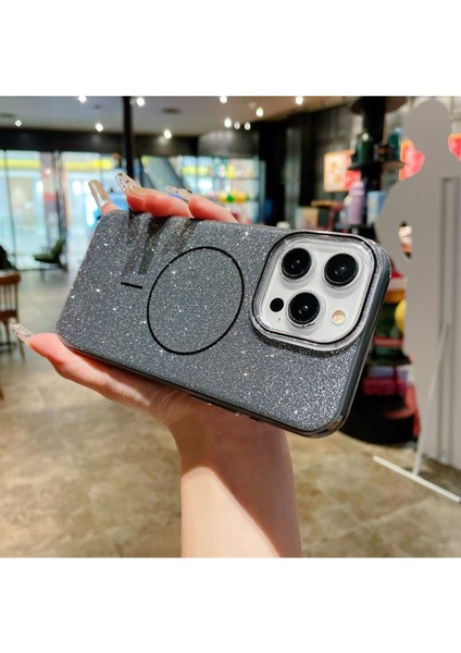 Iphone 16 Pro Telefon Kılıfı Simli Parlak Işıltılı Magsafe Destekli Kılıf