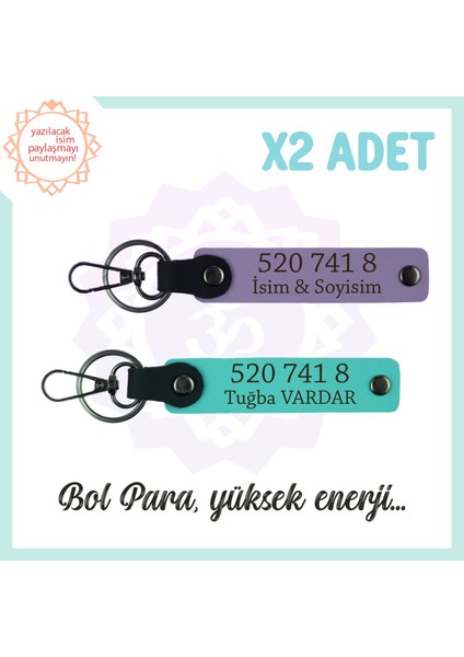 Mor -Turkuaz, Isminiz Yazılı, 520 741 8 Bolluk ve Başarı Sayılı, Hediyelik Enerji 2'li Anahtarlık