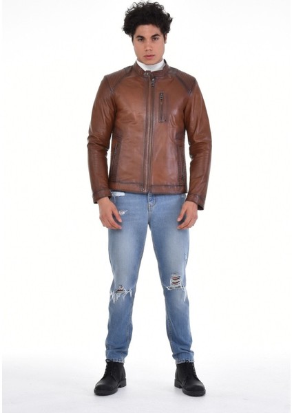 Hakiki Deri Kahverengi Oscar Hakim Yaka Erkek Deri Ceket fiyatları