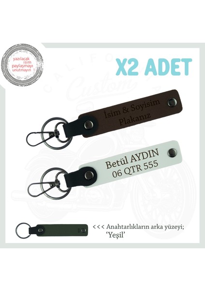 Kusursuz Hediye Tasarımı – Deri 2’li Anahtarlık Seti Kişiye Özel Seçenekli, Koyu Kahve-Beyaz-Ysl