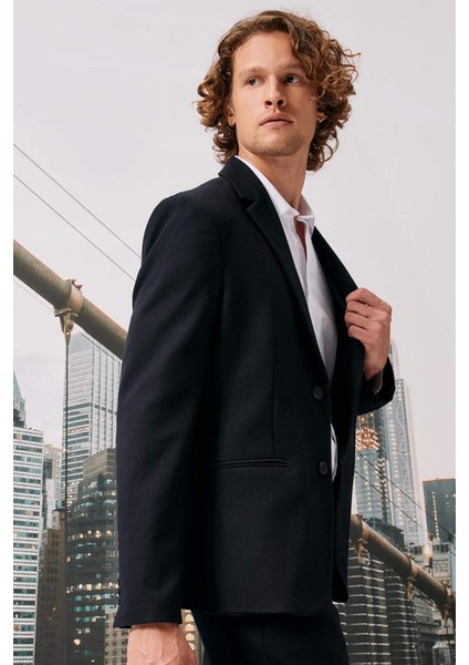 Slim Fit Dar Kesim Astarlı Düğmeli Basic Düz Blazer Ceket Z8053AZ23AU