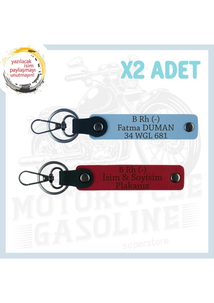 Kırmızı-K Kahve, Hız Severlere Özel, Isim Plaka ve B Rh (-) Kan Grubu Yazılı 2'li Anahtarlık, Hediye