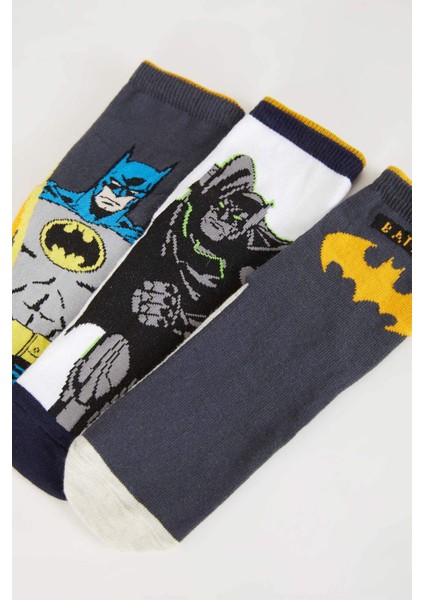 Erkek Çocuk Batman 3'Lü Pamuklu Uzun Çorap A6313A8Ns
