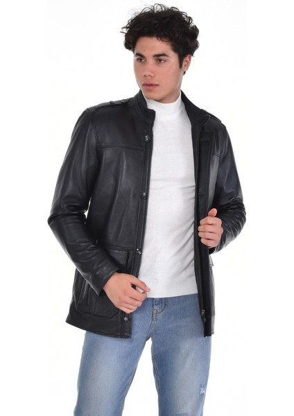 Hakiki Deri Siyah Erkek Deri Mont Kapaklı Çift Cepli Deri Ceket fiyatları