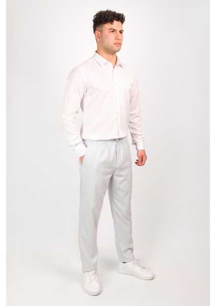 Erkek Regular Fit Normal Kesim Chino Jogger Lastikli Düz Paça Pantolon