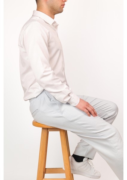 Erkek Regular Fit Normal Kesim Chino Jogger Lastikli Düz Paça Pantolon