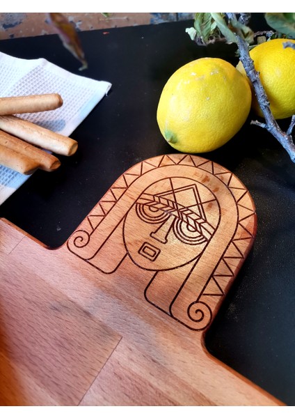 Ahşap Lüx Doğrama Tahtası Sert Kayın Ağacı Afrika Temalı