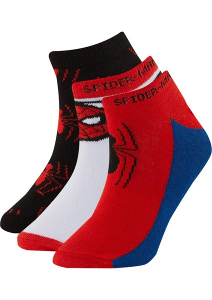 Erkek Çocuk Marvel Spiderman 3'lü Pamuklu Patik Çorap A6342A8NS