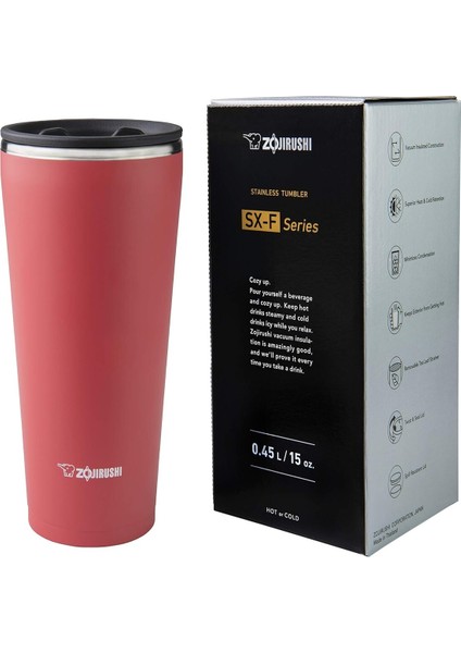 SX- FSE45 Süzgeçli Kapak Vakumlu Termos Bardak 0. 45L Mercan Pembe