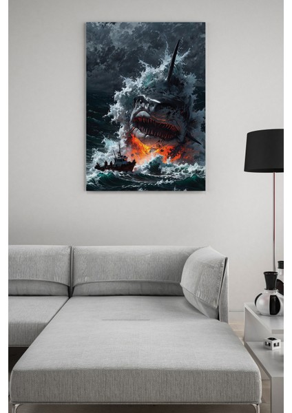 Megaladon Saldırısı Kanvas Tablo