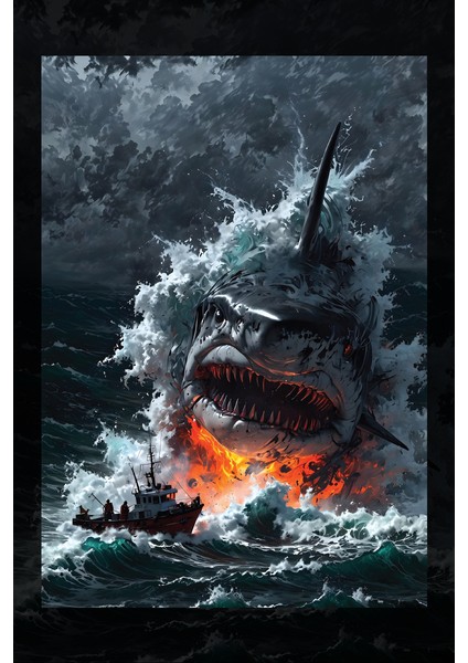 Megaladon Saldırısı Kanvas Tablo