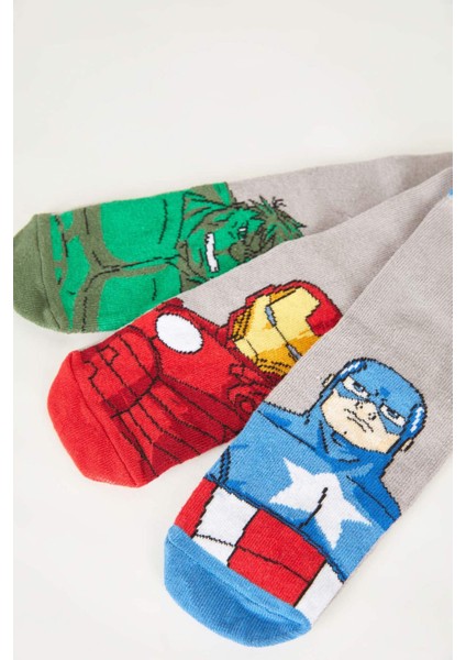 Erkek Çocuk Marvel Avengers 3'lü Pamuklu Uzun Çorap A6398A8NS
