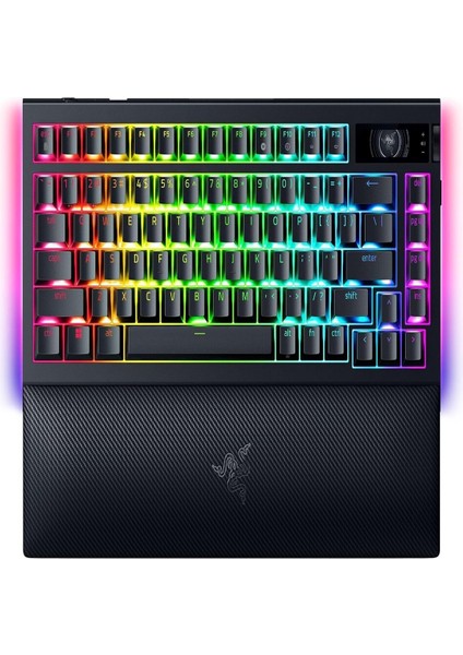 Blackwidow V4 Pro%75 - Kablosuz Çalışırken Değiştirilebilir Oyun Klavyesi - OLED Ekran (Komut Kadranı, 4K Hz ve Bluetooth Bağlantısı, Manyetik Avuç Içi Desteği) Abd Düzeni | Siyah
