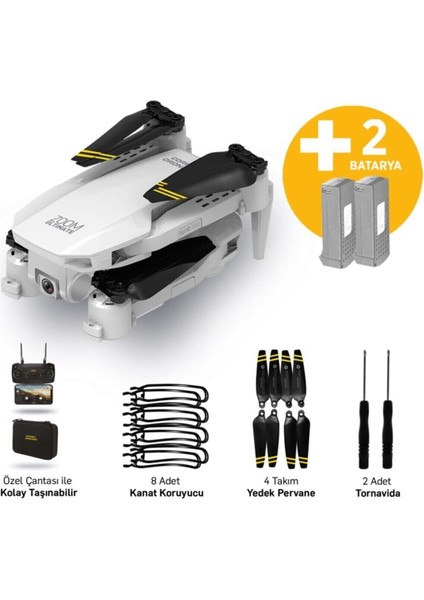 CX017 Wifi Çift Kameralı Katlanabilir 1080P Drone + 2 Bataryalı Set