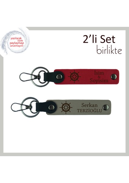 Eşiniz Için Özenle Hazırlanmış, Gemi Temalı 2’li Anahtarlık Takımı, Kırmızı-Kül Gri