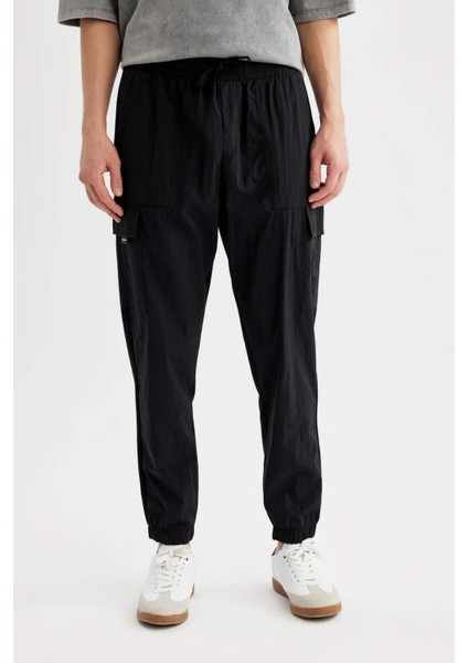 Regular Fit İnce Eşofman Altı Kargo Cepli Lastikli Paça