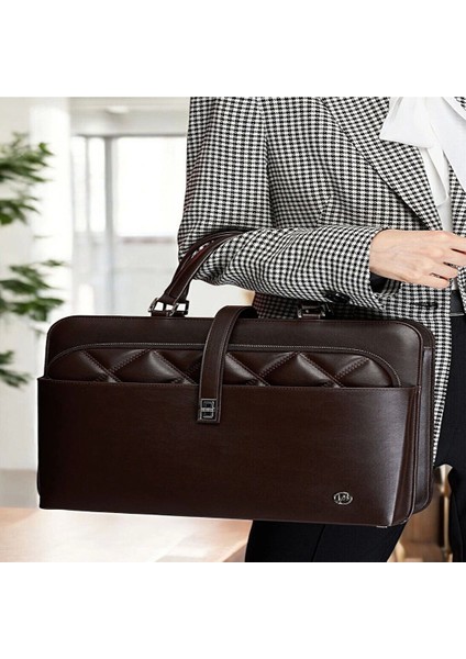 Lüx Kapitone 13", 14" 15.6" Inç Ofis Kahverengi Evrak Laptop Çantası