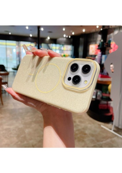 Iphone 15 Pro Telefon Kılıfı Simli Parlak Işıltılı Magsafe Destekli Kılıf