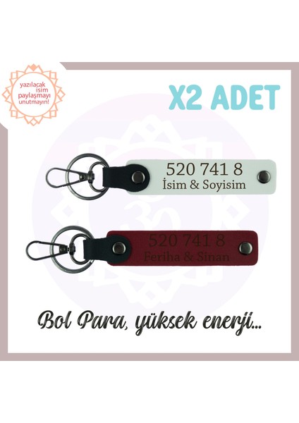 Beyaz-Bordo, Isminiz Yazılı, Evini Yeni Alanlara Hediye 520 741 8 Kodlu Enerji, 2'li Anahtarlık Set