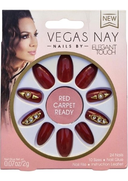 Touch - Taş Detaylı Bordo Takma Tırnak -24 Adet
