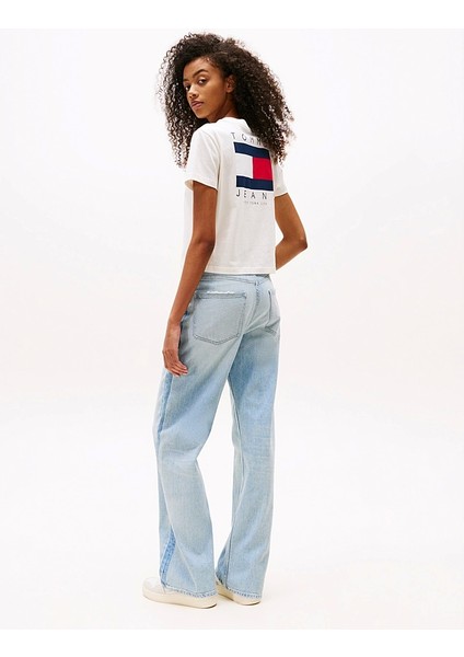 Tjw Reg Sh Tommy Us Flag Ss Tee Kadın Beyaz T-Shirt DW0DW21423YBH modelleri