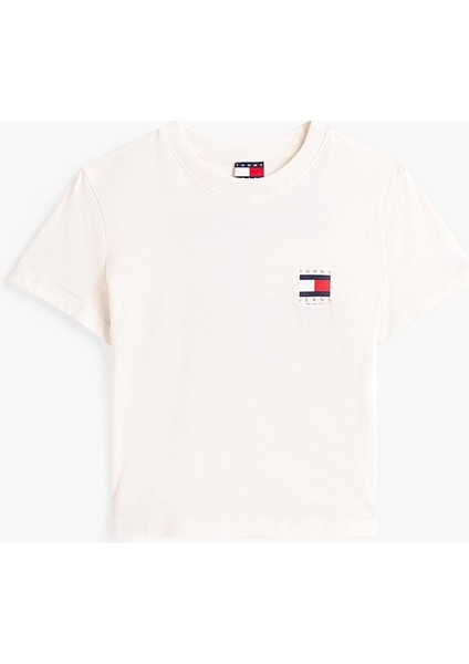Tjw Reg Sh Tommy Us Flag Ss Tee Kadın Beyaz T-Shirt DW0DW21423YBH indirimleri