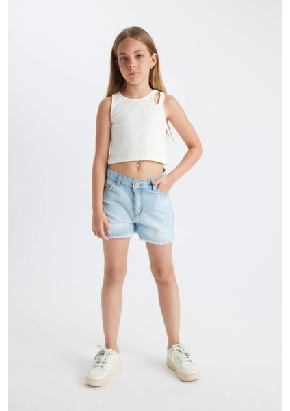 Kız Çocuk Yırtık Detaylı Jean Şort fiyatları