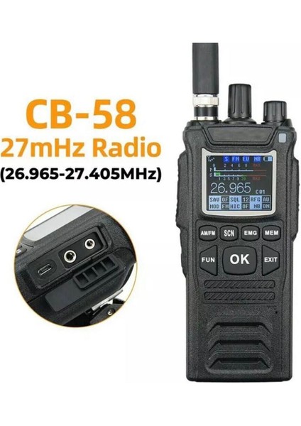 CB58 Cb 58 Cb- 58 4W 4000MAH El Telsizi 27MHZ 26. 965- 27. 405MHZ 40 Kanal