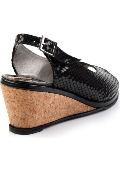 Siyah Leather Kadın Sandalet K05582040507 fırsatları