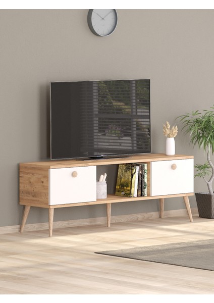140 cm Ela Atlantik -Beyaz Tv Ünitesi
