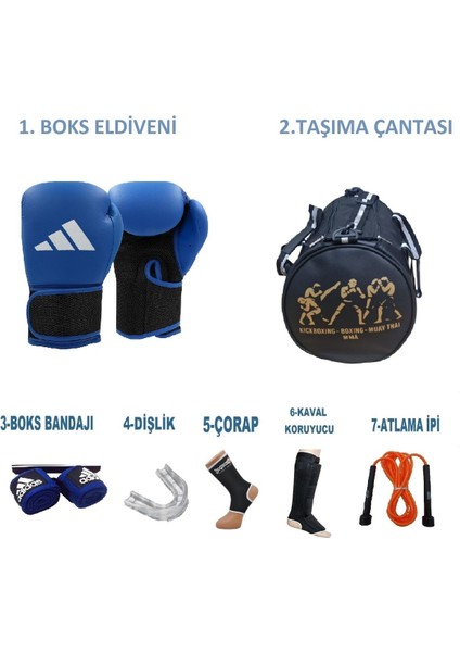 Boks Sporcu Çantalı Antrenman Seti Boxing, Adidas ADIH25 Boks Eldiveni ve Ekipmanı, Gifttoom.