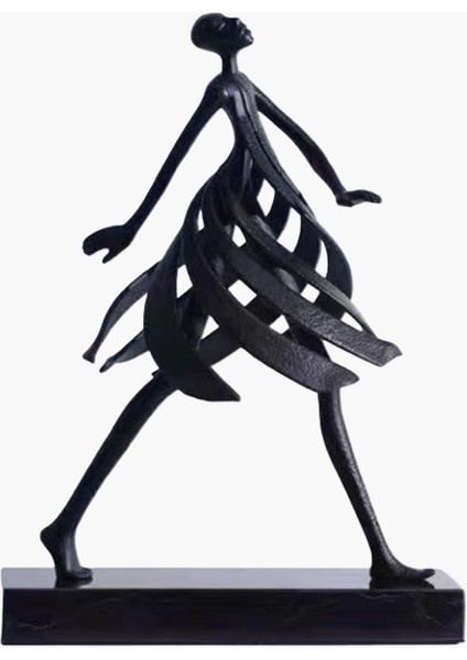 Standlı Kadın Figür Obje Siyah 22X8X33CM