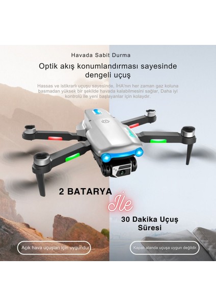 S98 Wıfı Drone Hd Çift Kameralı Işıklı 2 Batarya ile 30DK Uçuş Süresi Taşıma Çantalı