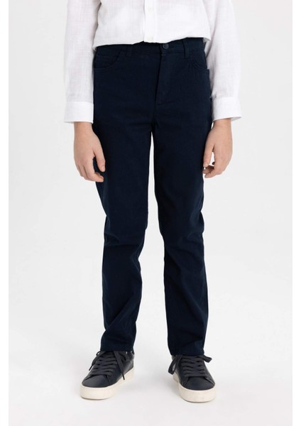 Erkek Çocuk Lacivert Düz Paça Gabardin Basic Düz Pantolon X4224A624SM