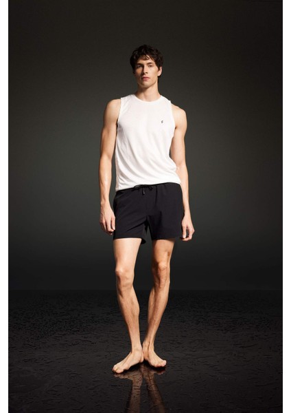 Fit Sporcu Baskılı Esnek Dokulu Kısa Boy Deniz Şortu B5952AX24HS