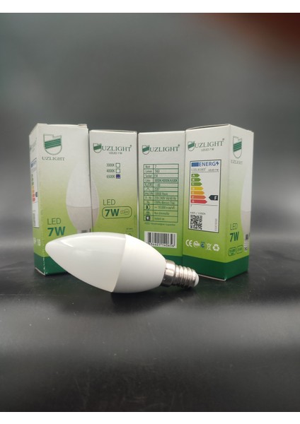 LED Ampul (E.14) Mum Ampul,beyaz Işık (7.watt=60 Watt)(4.adetli Paket)