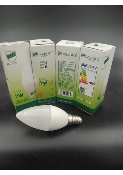 LED Ampul (E.14) Mum Ampul,beyaz Işık (7.watt=60 Watt)(4.adetli Paket)