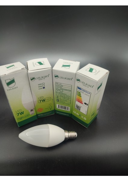 LED Ampul (E.14) Mum Ampul,beyaz Işık (7.watt=60 Watt)(4.adetli Paket)
