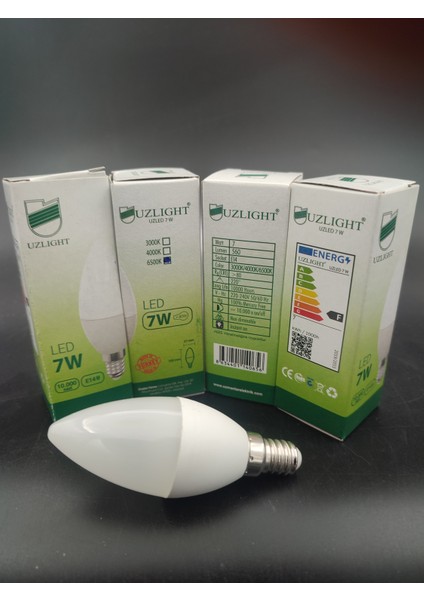 LED Ampul (E.14) Mum Ampul,beyaz Işık (7.watt=60 Watt)(4.adetli Paket)